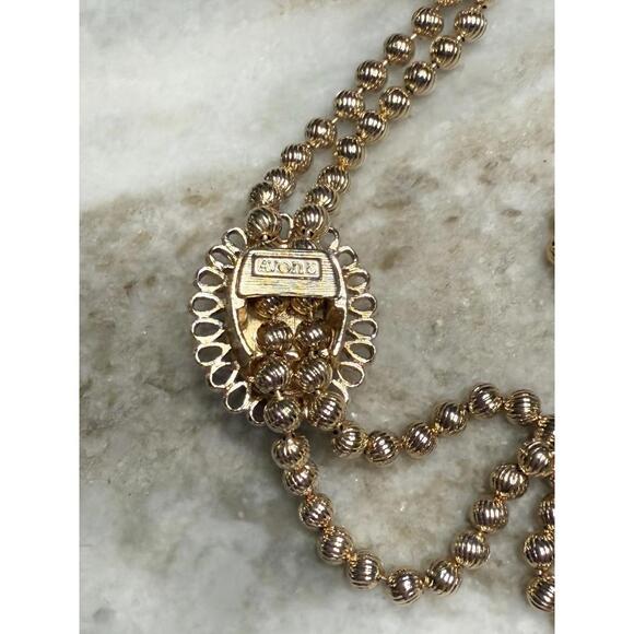 1973 DeLizza & Elster for Avon Ming Green 36" Pendant Tassel Necklace NOS w/ Box - Picture 4 of 9